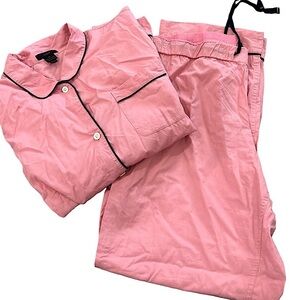 J. Crew End on End Cotton Long Sleeve Lightweight Pajama Set, XL, Pink EUC